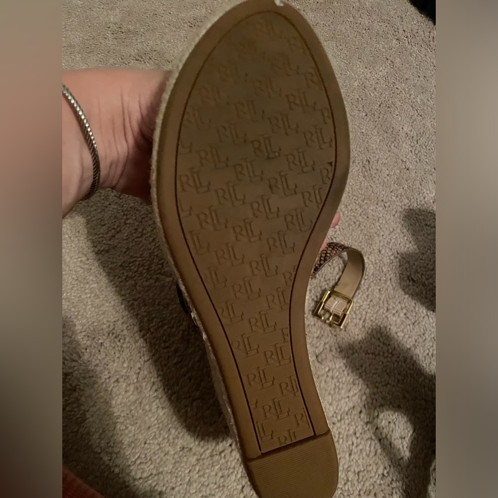 Ralph Lauren wedge tan sandals - Picture 5 of 7